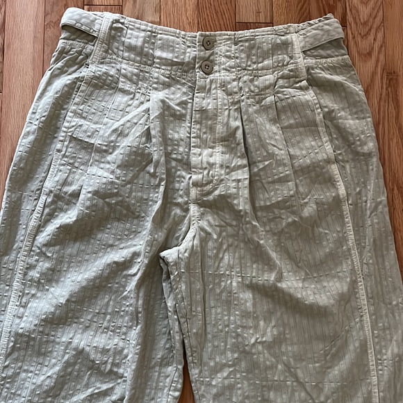 Free People Women's Trousers seersucker cargo style wide leg pants pleated waist - Picture 2 of 8